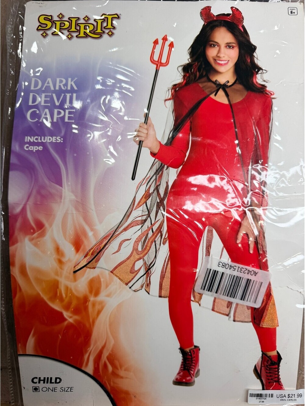 Spirit Dark Devil Cape flame print halloween cosplay costume accessory child one